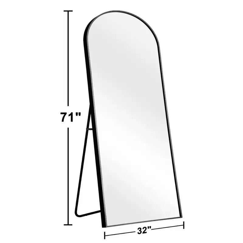 Aluminum Alloy Thin-Frame Full-Length Mirror with Right-Angled Arch Design