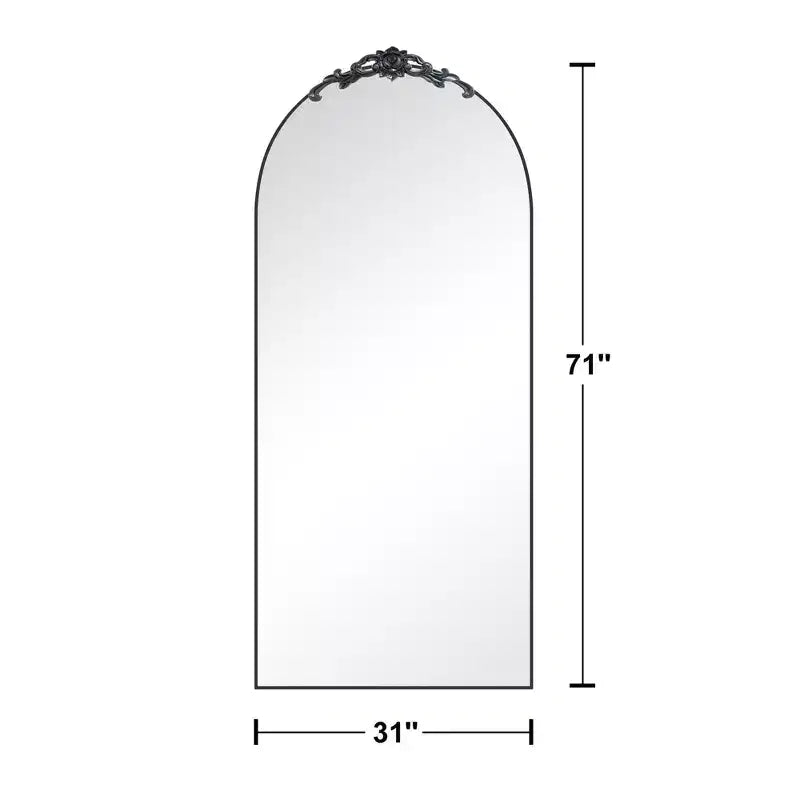 Aluminum Alloy Thin-Frame Full-Length Mirror with Right-Angled Arch Design