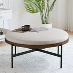 Christopher Knight Home Crestholm Pouf Rotondo Moderno Imbottito con Gambe in Ferro