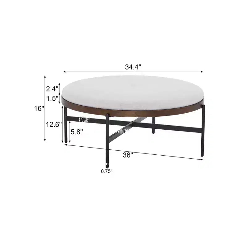 Christopher Knight Home Crestholm Pouf Rotondo Moderno Imbottito con Gambe in Ferro