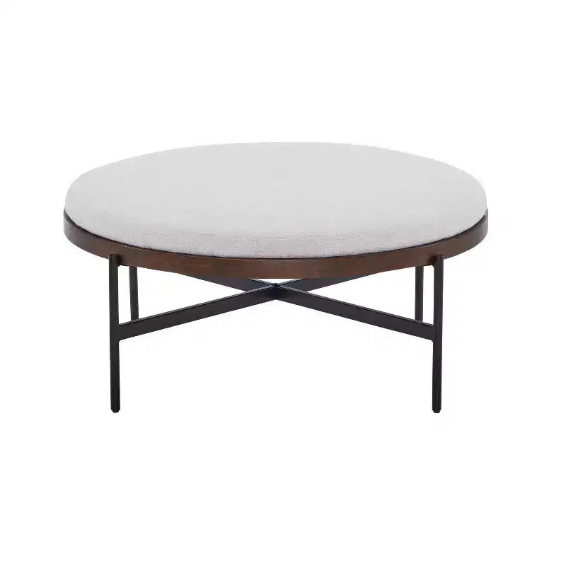 Christopher Knight Home Crestholm Pouf Rotondo Moderno Imbottito con Gambe in Ferro