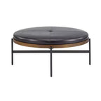 Christopher Knight Home Crestholm Pouf Rotondo Moderno Imbottito con Gambe in Ferro