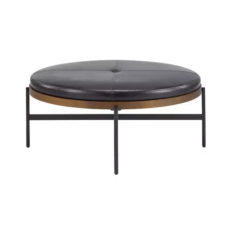 Christopher Knight Home Crestholm Pouf Rotondo Moderno Imbottito con Gambe in Ferro