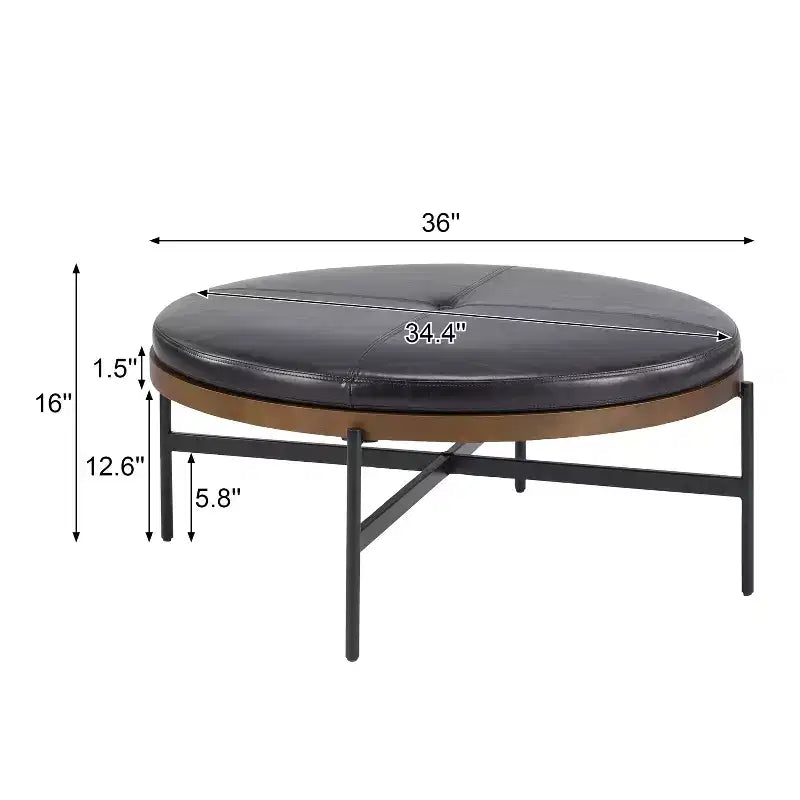 Christopher Knight Home Crestholm Pouf Rotondo Moderno Imbottito con Gambe in Ferro
