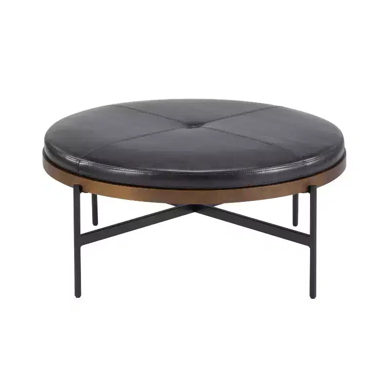 Christopher Knight Home Crestholm Pouf Rotondo Moderno Imbottito con Gambe in Ferro
