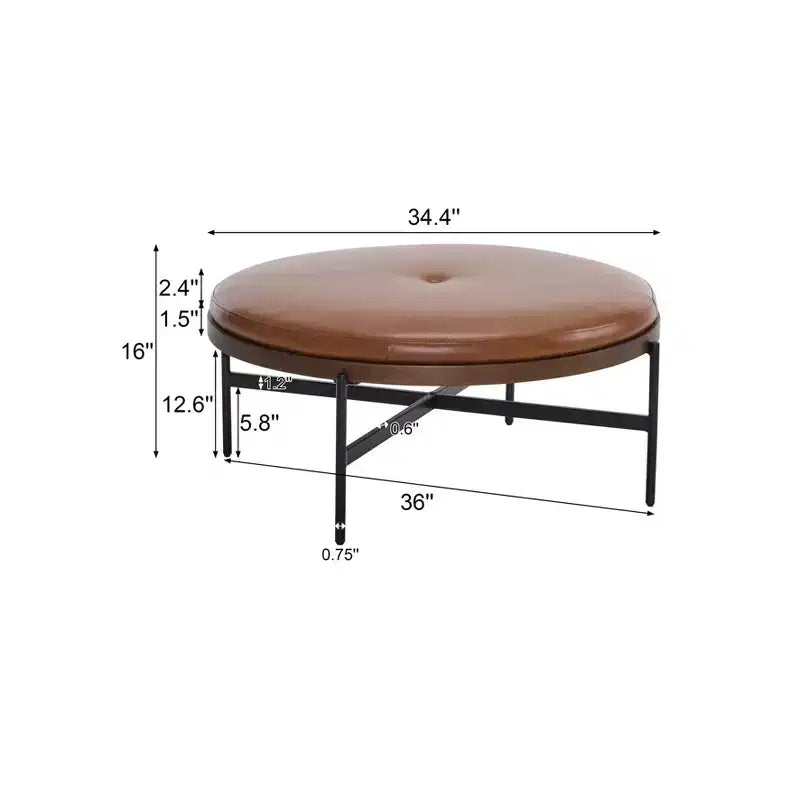 Christopher Knight Home Crestholm Pouf Rotondo Moderno Imbottito con Gambe in Ferro