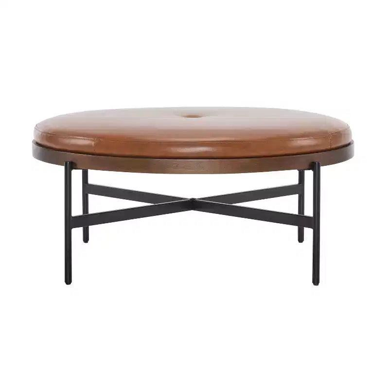 Christopher Knight Home Crestholm Pouf Rotondo Moderno Imbottito con Gambe in Ferro