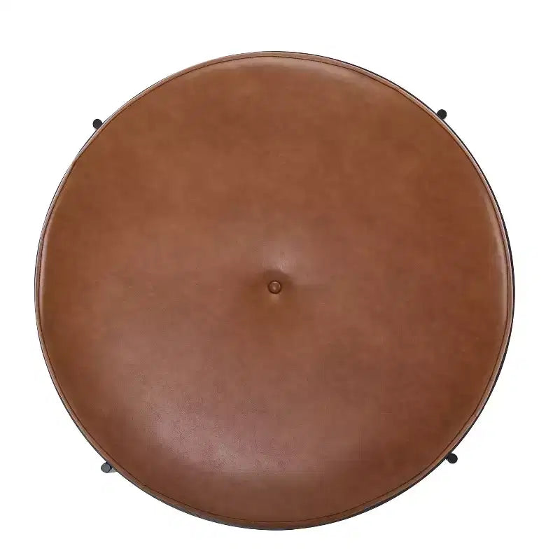 Christopher Knight Home Crestholm Pouf Rotondo Moderno Imbottito con Gambe in Ferro