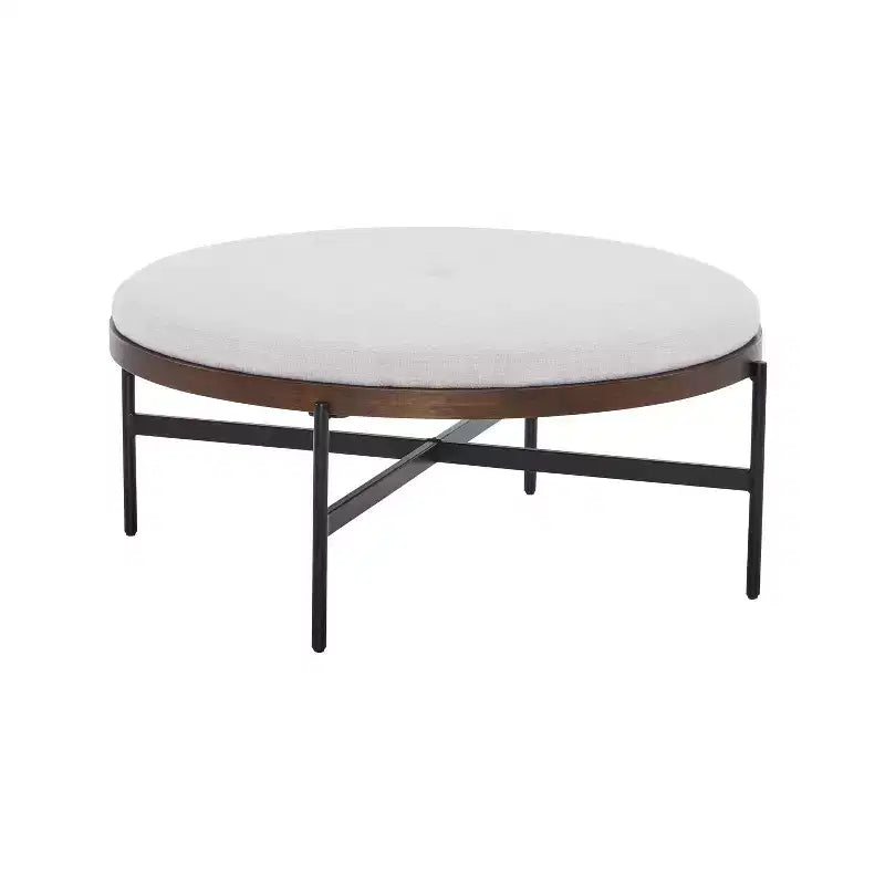 Christopher Knight Home Crestholm Pouf Rotondo Moderno Imbottito con Gambe in Ferro