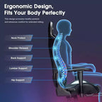 Douxlife Sedia da Gaming Ergonomica Moderna con Massaggio a 7 Punti, Poggiapiedi e Braccioli Regolabili, Nera