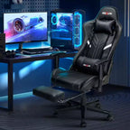 Douxlife Sedia da Gaming Ergonomica Moderna con Massaggio a 7 Punti, Poggiapiedi e Braccioli Regolabili, Nera