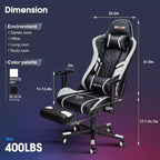 Douxlife Sedia da Gaming Ergonomica Moderna con Massaggio a 7 Punti, Poggiapiedi e Braccioli Regolabili Bianco Nero