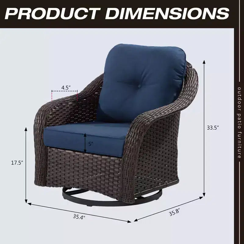Sedia a dondolo da esterno in vimini/rattan UPTIOT con cuscini