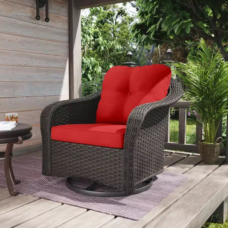 Sedia a dondolo da esterno in vimini/rattan UPTIOT con cuscini