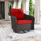 Sedia a dondolo da esterno in vimini/rattan UPTIOT con cuscini