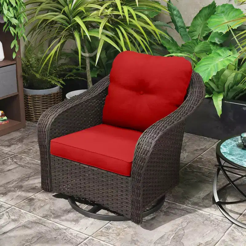 Sedia a dondolo da esterno in vimini/rattan UPTIOT con cuscini