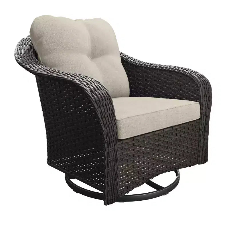 Sedia a dondolo da esterno in vimini/rattan UPTIOT con cuscini