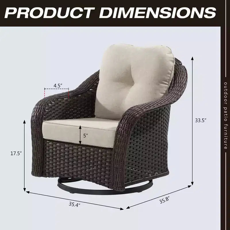 Sedia a dondolo da esterno in vimini/rattan UPTIOT con cuscini