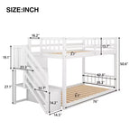 Whisen Wood Twin over Twin Floor Bunk Bed with Storage Ladder