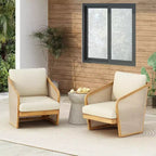 Christopher Knight Home Bendgn Patio Acacia Wood and Textilene Club Chair with Cushion, Teak/Beige