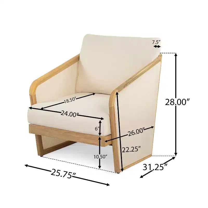 Christopher Knight Home Bendgn Patio Acacia Wood and Textilene Club Chair with Cushion, Teak/Beige
