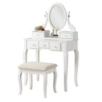 Set toeletta con sedia Ashley Wood Make-Up Dressing, bianco