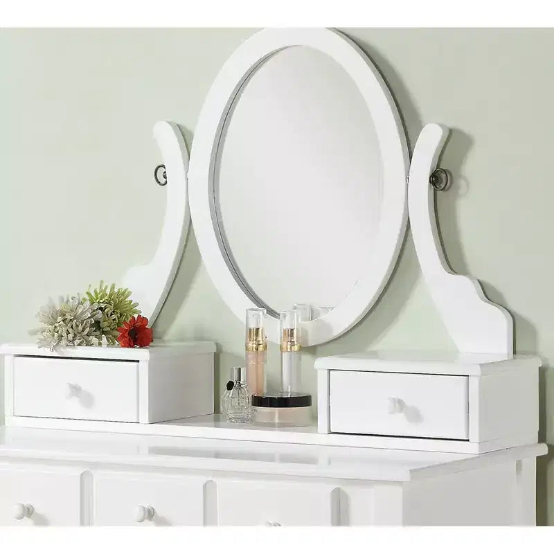 Set toeletta con sedia Ashley Wood Make-Up Dressing, bianco