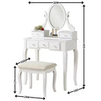 Set toeletta con sedia Ashley Wood Make-Up Dressing, bianco
