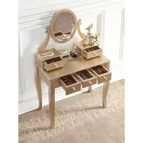 Set toeletta con sedia Ashley Wood Make-Up Dressing, bianco