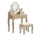 Set toeletta con sedia Ashley Wood Make-Up Dressing, bianco