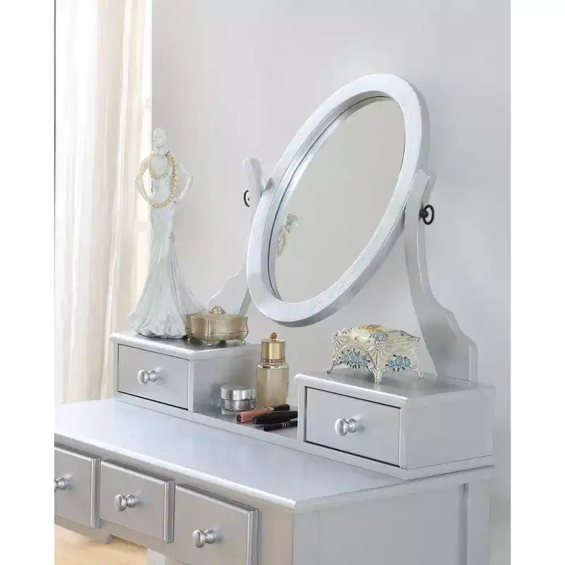 Set toeletta con sedia Ashley Wood Make-Up Dressing, bianco