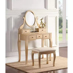 Set toeletta con sedia Ashley Wood Make-Up Dressing, bianco