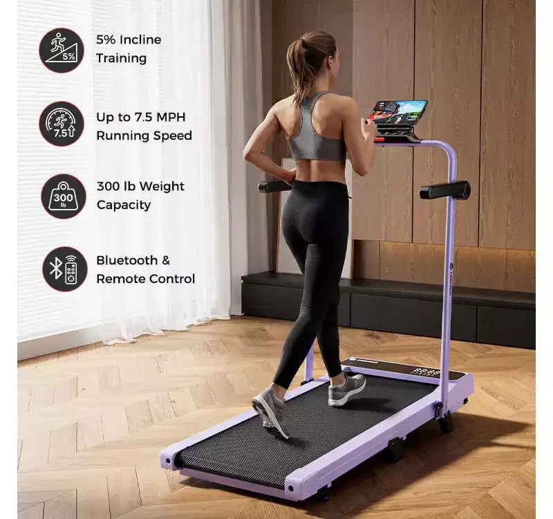 Tapis roulant cardio DeerRun A6 Plus per tutti i giorni con inclinazione del 5%, velocità regolabile fino a 12 km/h, 136 kg