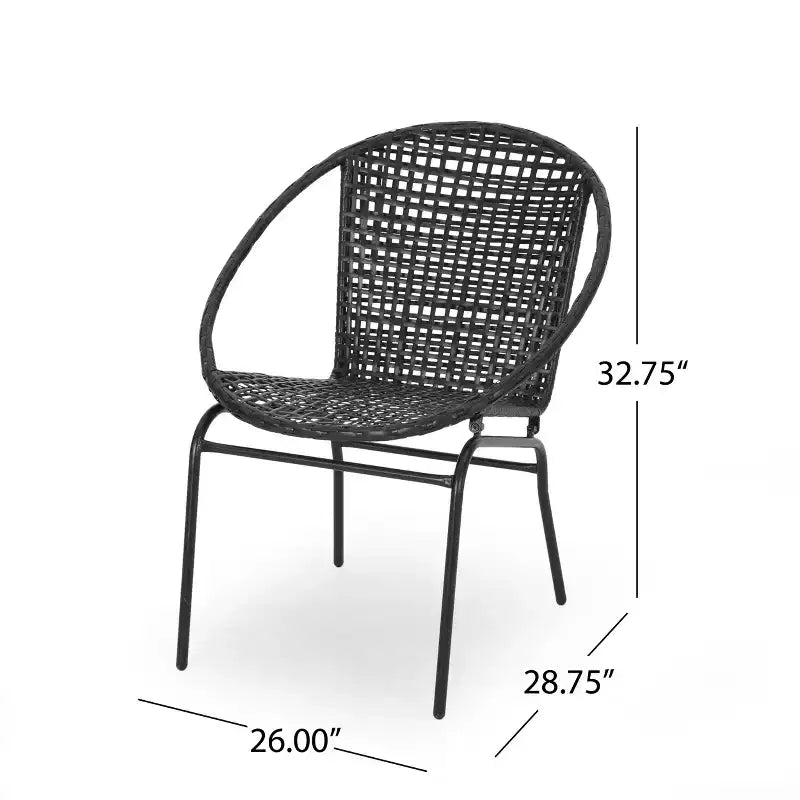 GDFStudio Belvidere Outdoor Modern Wicker and Iron Club Chairs (Set of 2)