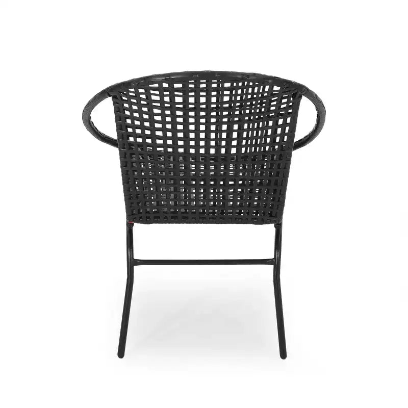 GDFStudio Belvidere Outdoor Modern Wicker and Iron Club Chairs (Set of 2)