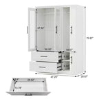 Keloyid White Wood 47.25 in. Armoire with 2 Drawers and 4 Doors