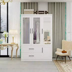 Keloyid White Wood 47.25 in. Armoire with 2 Drawers and 4 Doors