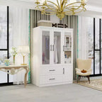 Keloyid White Wood 47.25 in. Armoire with 2 Drawers and 4 Doors