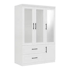 Keloyid White Wood 47.25 in. Armoire with 2 Drawers and 4 Doors