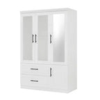 Keloyid White Wood 47.25 in. Armoire with 2 Drawers and 4 Doors