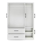 Keloyid White Wood 47.25 in. Armoire with 2 Drawers and 4 Doors