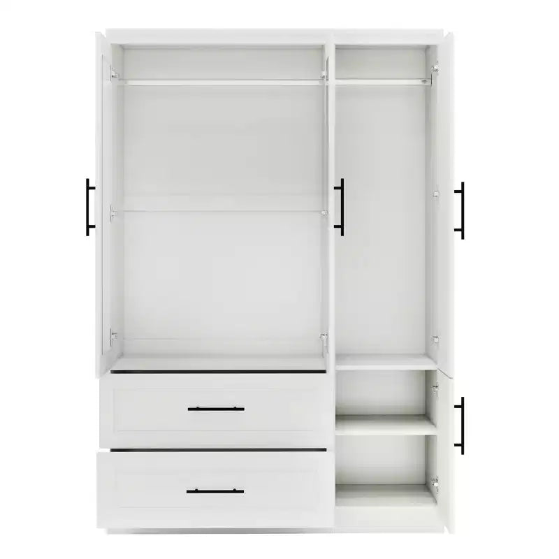 Keloyid White Wood 47.25 in. Armoire with 2 Drawers and 4 Doors