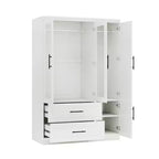 Keloyid White Wood 47.25 in. Armoire with 2 Drawers and 4 Doors