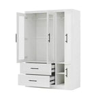 Keloyid White Wood 47.25 in. Armoire with 2 Drawers and 4 Doors