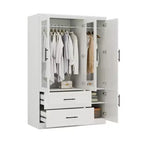 Keloyid White Wood 47.25 in. Armoire with 2 Drawers and 4 Doors