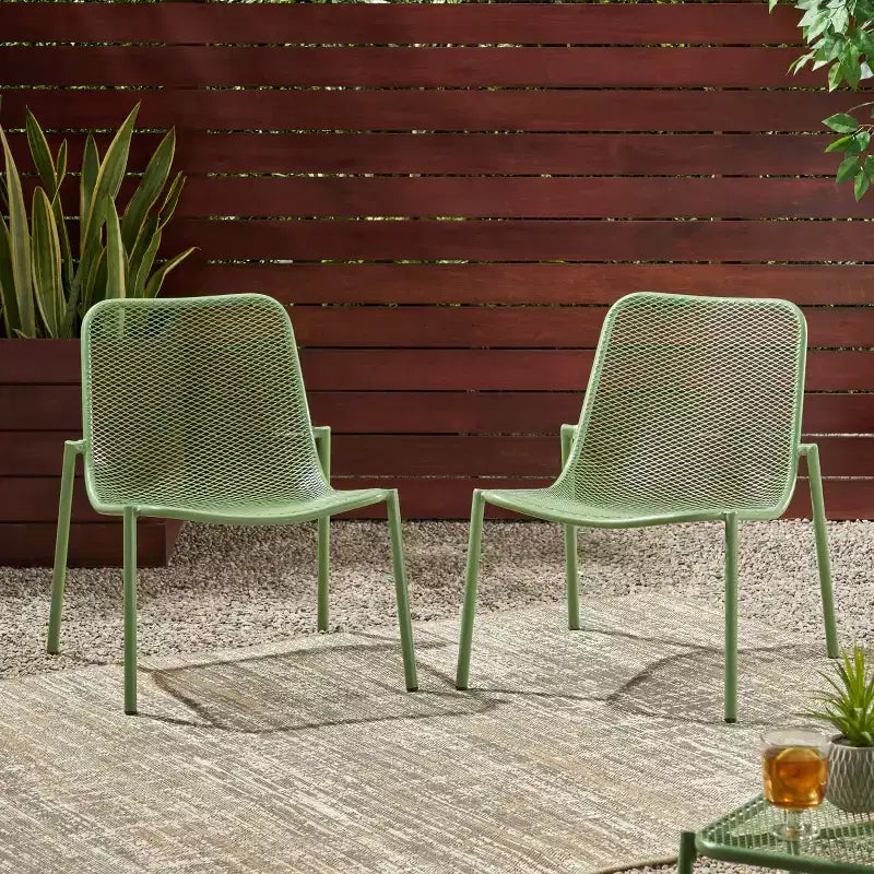GDFStudio Douglas Outdoor Metal Mesh Accent Chairs (Set of 2)