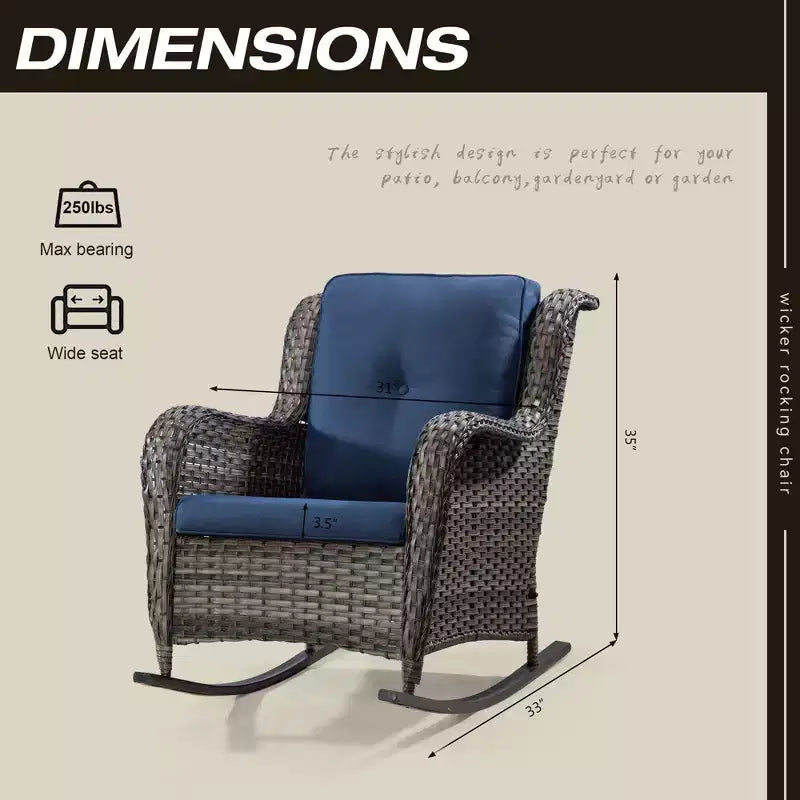 UPTIOT Patio Wicker Rocking Chair with Cushions