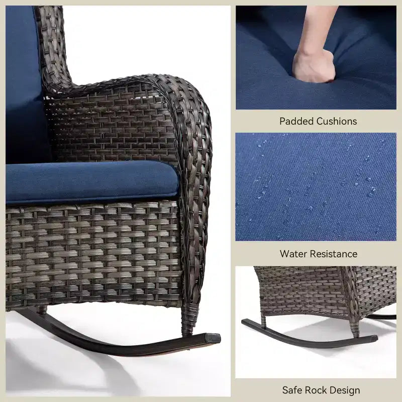 UPTIOT Patio Wicker Rocking Chair with Cushions