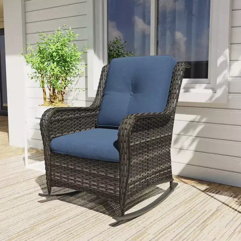 UPTIOT Patio Wicker Rocking Chair with Cushions