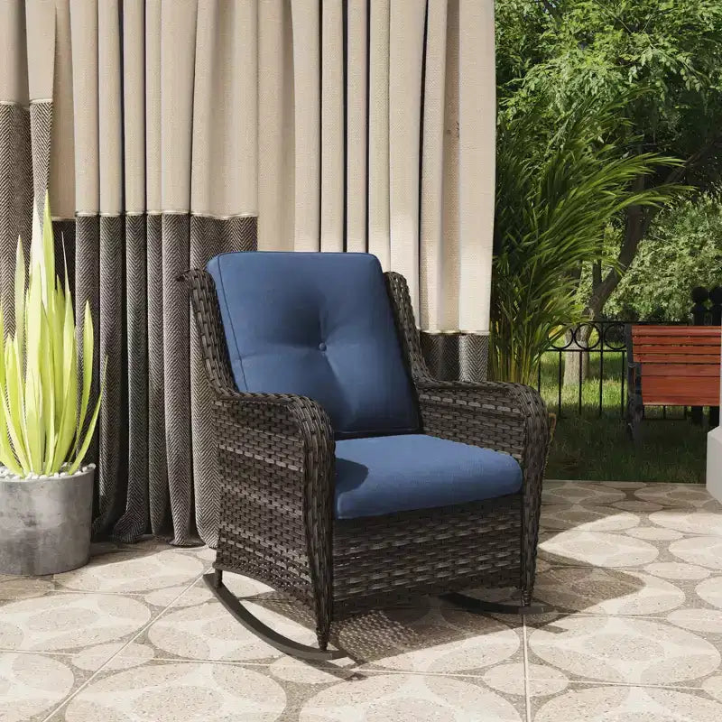 UPTIOT Patio Wicker Rocking Chair with Cushions